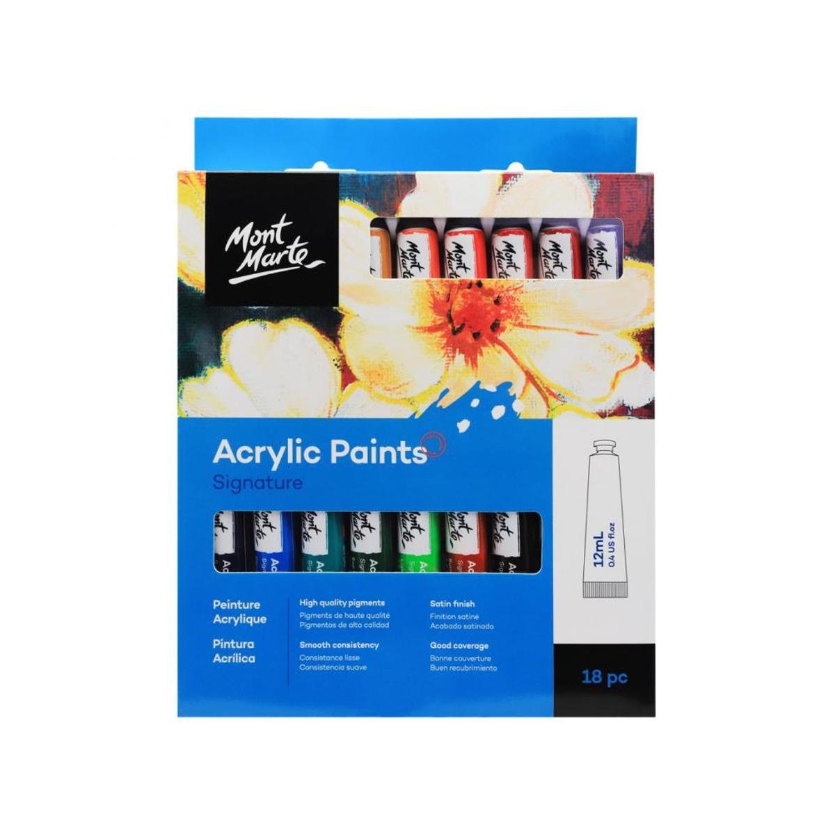 Mont Marte Acrylic Paint Set 12 ML Tube 18 Shades Mont Marte Acrylic Paint Set 12 ML Tube 18 Shades