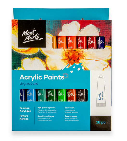 Mont Marte Acrylic Paint Set 18 Color Tube 12ml Mont Marte Acrylic Paint Set 18 Color Tube 12ml