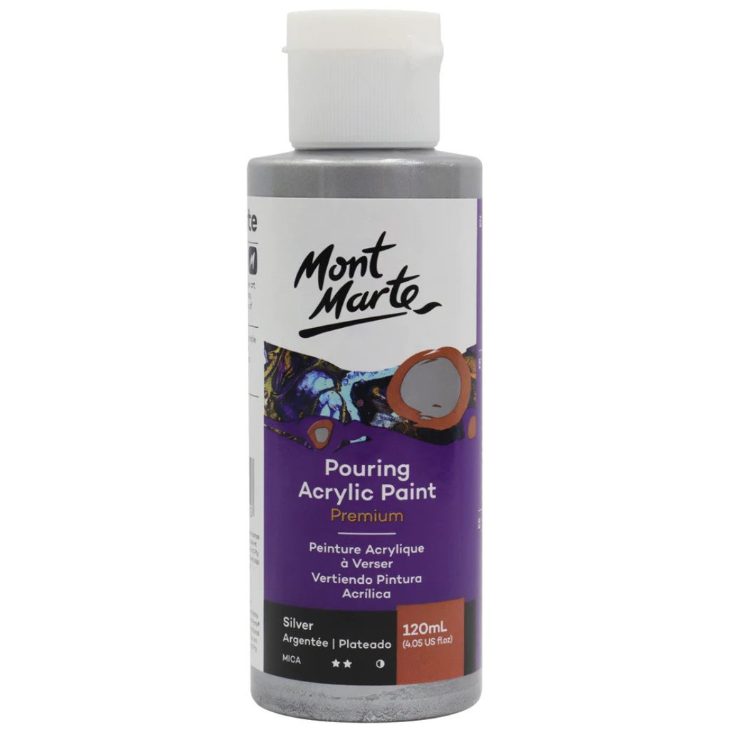 Mont Marte Acrylic Pouring Paint 120ml Silver Mont Marte Acrylic Pouring Paint 120ml Silver