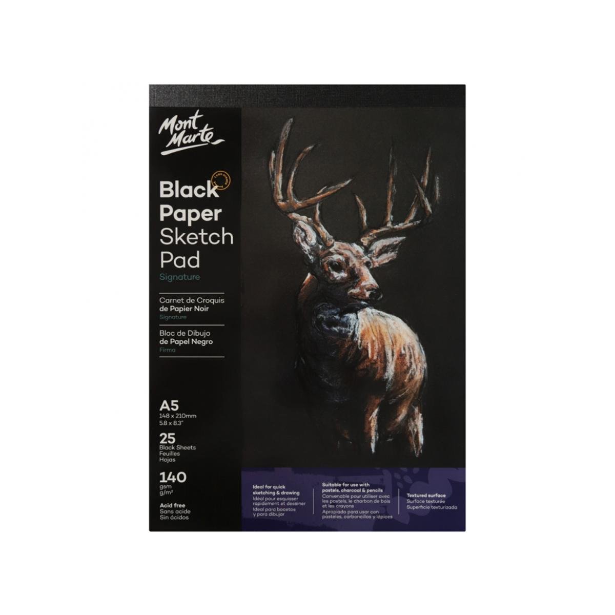 Mont Marte Black Paper Sketch Pad A5 Mont Marte Black Paper Sketch Pad A5