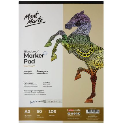Mont Marte Bleedproof Marker Pad 105gsm A3 50 Sheets