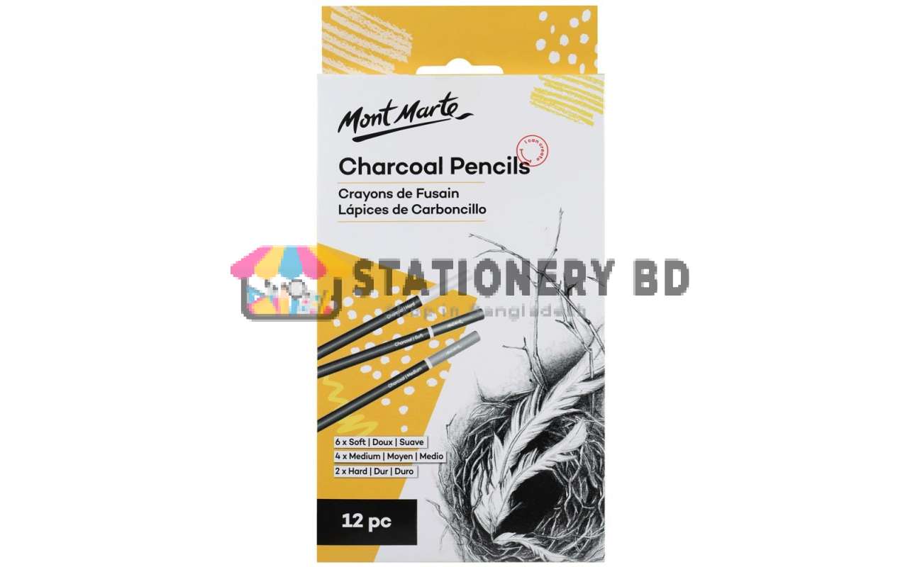 Mont Marte Charcoal Pencils 12pc