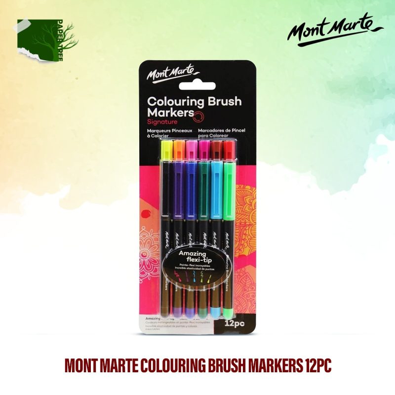 Mont Marte Colouring Brush Markers 12pc