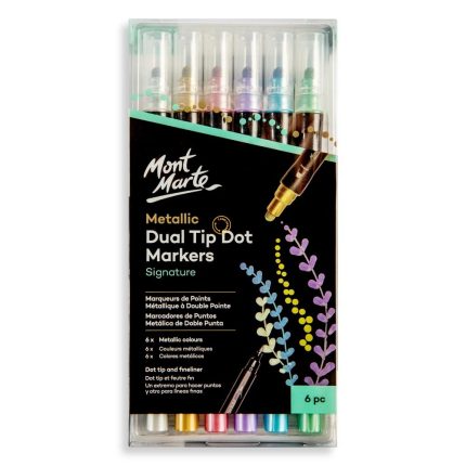 Mont Marte Dot Markers Dual Tip Metallic Market 6pc