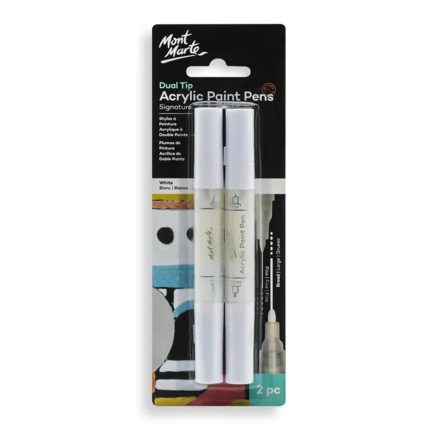 Mont Marte Dual Tip Acrylic Paint Pens White 2pc