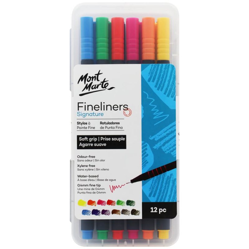 Mont Marte Fineliner Pen Soft Grip 12pc
