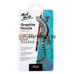 Mont Marte Graphite Pencils 12 Pcs Iron Box - 2H H F HB B 2B 3B 4B 5B 6B 7B 8B