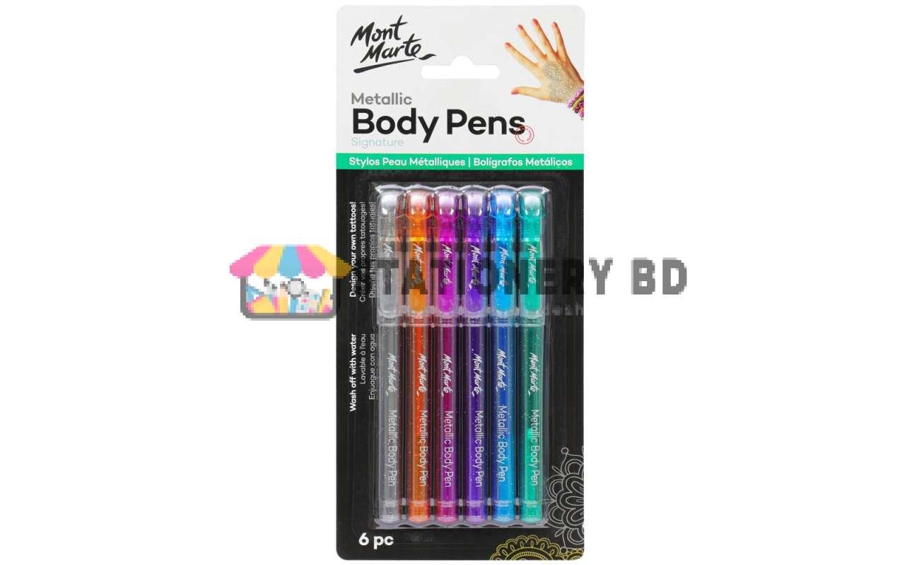Mont Marte Metallic Body Pens 6pc