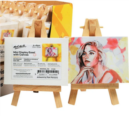 Mont Marte Mini Display Easel With Canvas - 6x8cm, 1pc