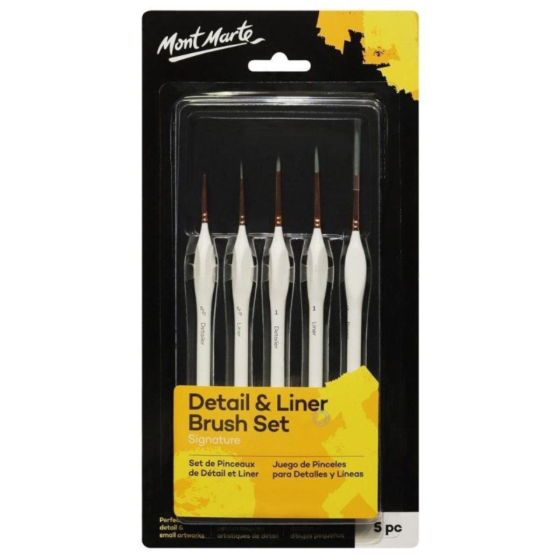 Mont Marte Paint Brush Set Detail Liner 5pc