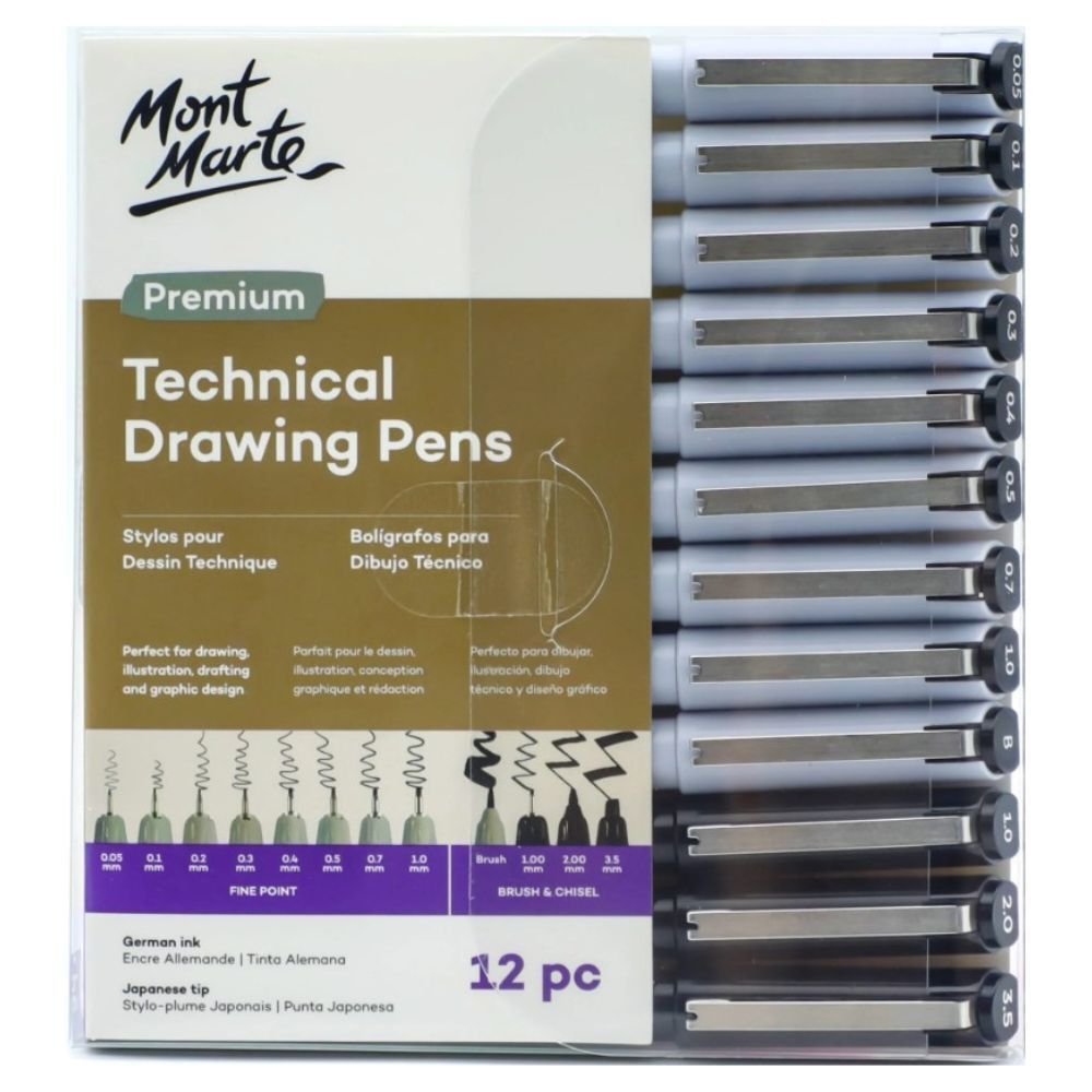 Mont Marte Technical Drawing Pens Fine Liner Pen 12pc Mont Marte Technical Drawing Pens Fine Liner Pen 12pc
