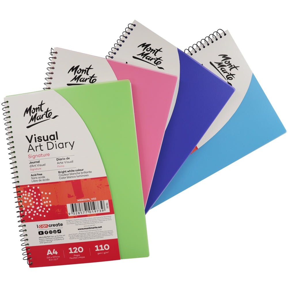 Mont Marte Visual Art Diary PP Coloured Cover A4 - Pink Mont Marte Visual Art Diary PP Coloured Cover A4 - Pink