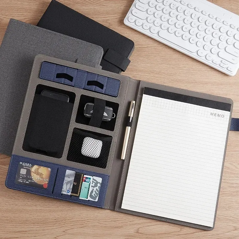 Multifunction A4 Leather Portfolio File Folder Man Phone Document Holder Organizer - GadStyle BD Multifunction A4 Leather Portfolio File Folder Man Phone Document Holder Organizer - GadStyle BD