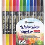 Mungyo Watercolor Twin Tip Pen Set of 12 Multicolor Colors