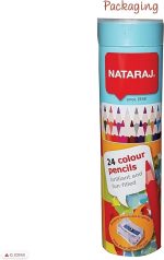 NATARAJ Hexa Colouring Artist Pencils, Wooden Tin Set, Pack of 24, MULTICOLOUR, Hexa Grip, Draw Sketch Colour Tone, Kids Children Pencils