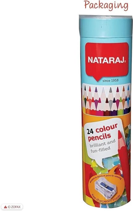 NATARAJ Hexa Colouring Artist Pencils, Wooden Tin Set, Pack of 24, MULTICOLOUR, Hexa Grip, Draw Sketch Colour Tone, Kids Children Pencils