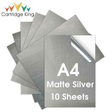 Papertree 10 Sheets Matte Silver Printable Vinyl Sticker Paper A4 Printer Paper Waterproof Self-adhesive Label Stickers for Inkjet Printer