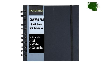 Papertree Canvas Pad Black cover spiral bound 5x5 inch , 20 sheets