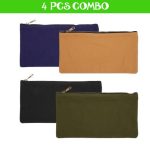 Papertree Pencil Pouch Pencil Bag for Multi-Purpose use Mini Zipper Pouch - 4 Pcs combo