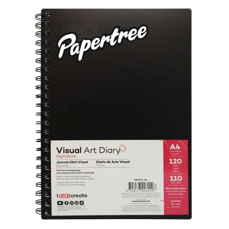 PaperTree Visual Art Diary Spiral Bound White Paper A4 110gsm 120 Sheet