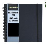 Papertree Water color Pad Black cover spiral bound 5x5 inch , 20 sheets