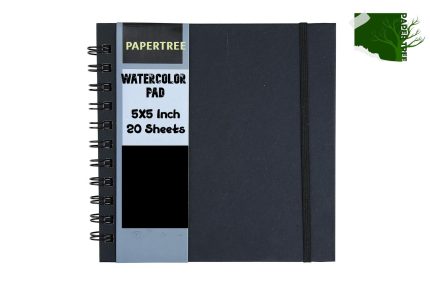 Papertree Water color Pad Black cover spiral bound 5x5 inch , 20 sheets