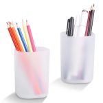 Pen and Pencil Holder white Round Pen Pencil Holder Pen Organizer Desk Office Pencil Holders Transparent