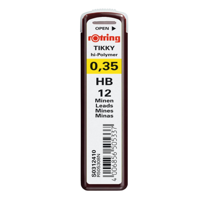Rotring Tikky Hi-Polymer 0.35mm HB Pack of 12 Leads for Mechanical Pencil Lead