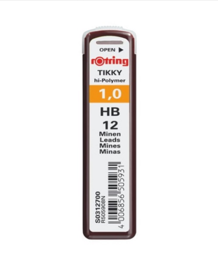 Rotring Tikky Hi-Polymer 1,0mm HB Pack of 12 Leads for Mechanical Pencil Lead