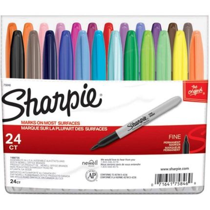 Sharpie Permanent Markers, Fine Point, Assorted Colors, 24-Count
