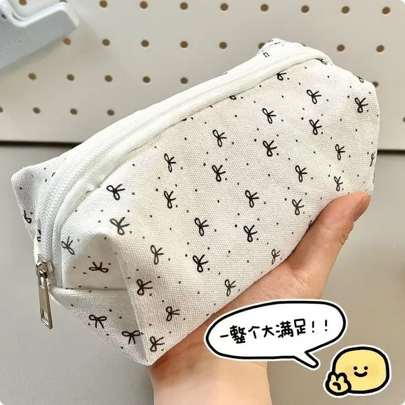 Simple Black Bow Pencil Case Ins High-value Cute Girl Student Makeup Bag Large Capacity Stationery Storage Bag Simple Black Bow Pencil Case Ins High-value Cute Girl Student Makeup Bag Large Capacity Stationery Storage Bag
