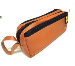 Smooth zipper Pencil Bag and Travel Storage Bag - Brown LEATHER