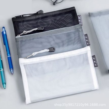 Transparent Pencil Net Bag - White
