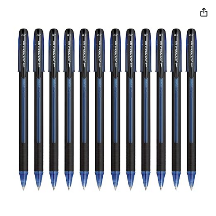 Uni-ball Jetstream SX-101 0.7mm Roller Ball Pen Black / Blue Ink, Pack of 12