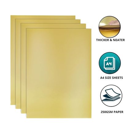 White Gold Cards | 250 Gsm A4 Size | Perfect For Art And Crafts, Scrapbooking, Paper Decorations, Invites, Card Making And Other Cardstock Activities And Projects | Pack of 10 Pcs