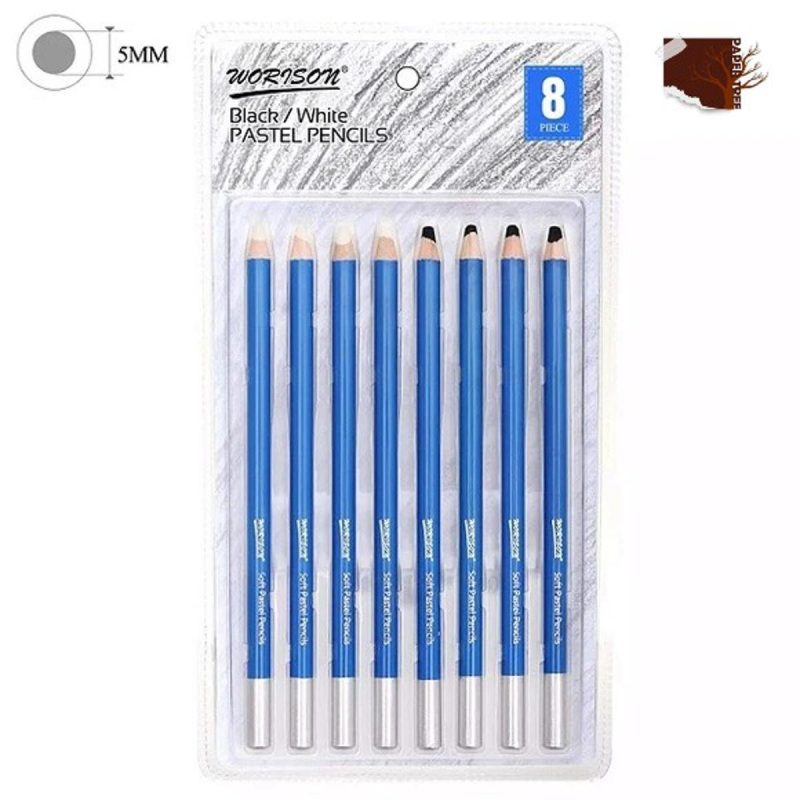 WORISON Artist Black & White Pastel Pencils (8 Piece)