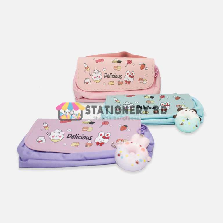Delicious Large Capacity Pencil Bag for Girls with Squishy Cartoon Double Zipper 173-177