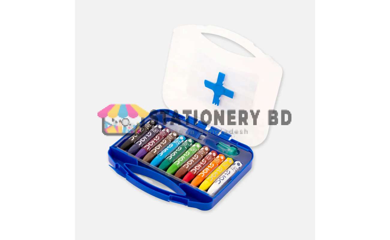 DOMS 12 Color Hex Pastel with Holder and Scraping Tool