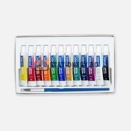 DOMS 12 Shades Water Color Tubes with Brush and Color Palette
