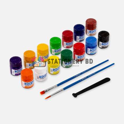 DOMS 14 Poster Color 10ml with Color Mixing Palette and 2 Brushes