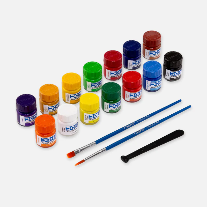 DOMS 14 Poster Color 10ml with Color Mixing Palette and 2 Brushes DOMS 14 Poster Color 10ml with Color Mixing Palette and 2 Brushes