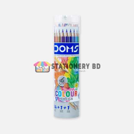 DOMS 24 Color Pencils with Silver Pencil, Gold Pencil and Cap Sharpener
