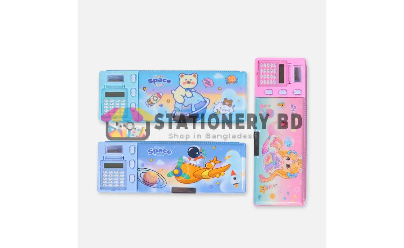 Multifunctional Magnetic Lock Pencil Box with Sharpener Calculator 3547-29