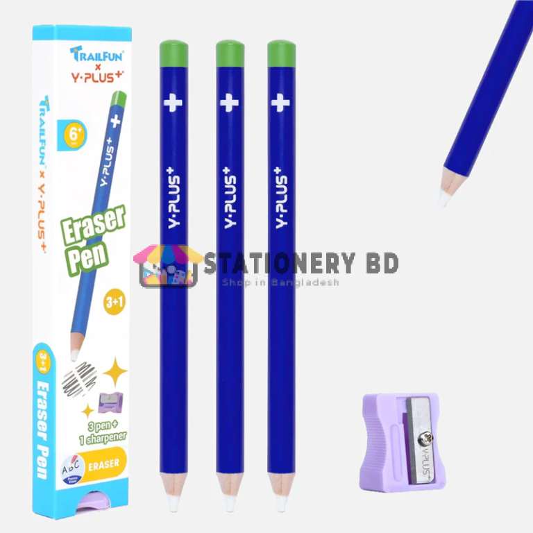Y-Plus+ 3pcs Eraser Pen with Sharpener